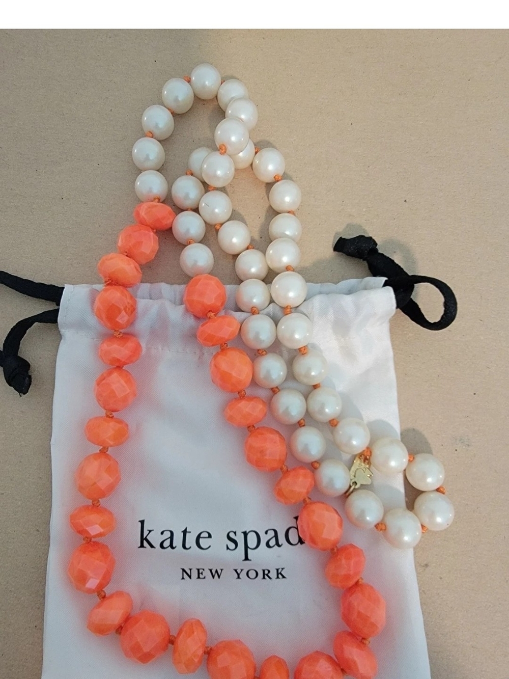kate spade Orange & Faux Pearl Beaded Necklace Set